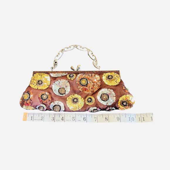 Vintage Aldo Sequined Clutch Purse w/ Silver Tone Handle - Picture 5 of 7